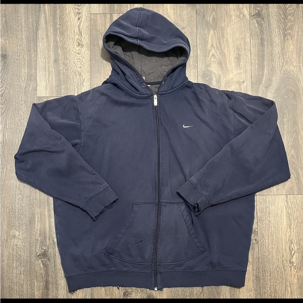 Vintage Distressed Y2K Nike Swoosh Zip Up Hoodie